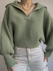 Johnny Collar Long Sleeve Sweater - Trendsi