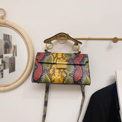 PU Leather Snakeskin Print Crossbody Bag - Trendsi