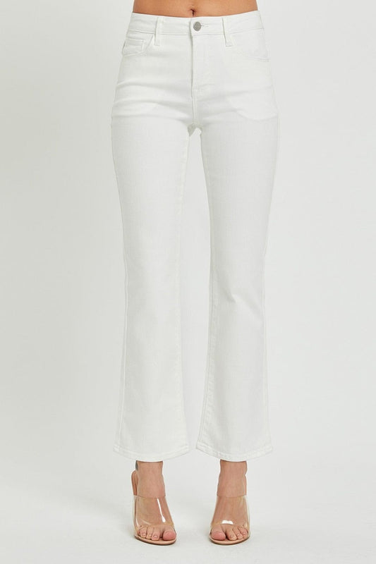 RISEN Full Size Mid Rise Bootcut Jeans with Pockets - Trendsi