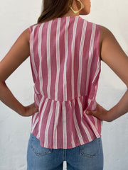 Tied Striped Round Neck Tank