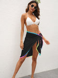 Rainbow Pompom Trim Swim Skirt - Flyclothing LLC