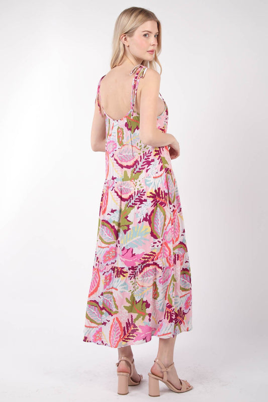 VERY J Tropical Printed Cami Midi Dress Trendsi