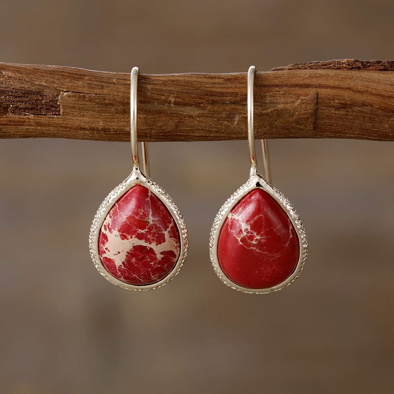 Copper Natural Stone Teardrop Shape Earrings - Trendsi