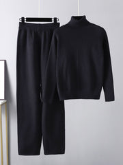 Basic Bae Turtleneck Raglan Sleeve Top and Pants Sweater Set - Trendsi