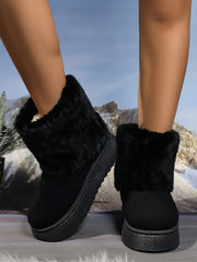 Thermal Faux Fur Suede Platform Boots - Trendsi