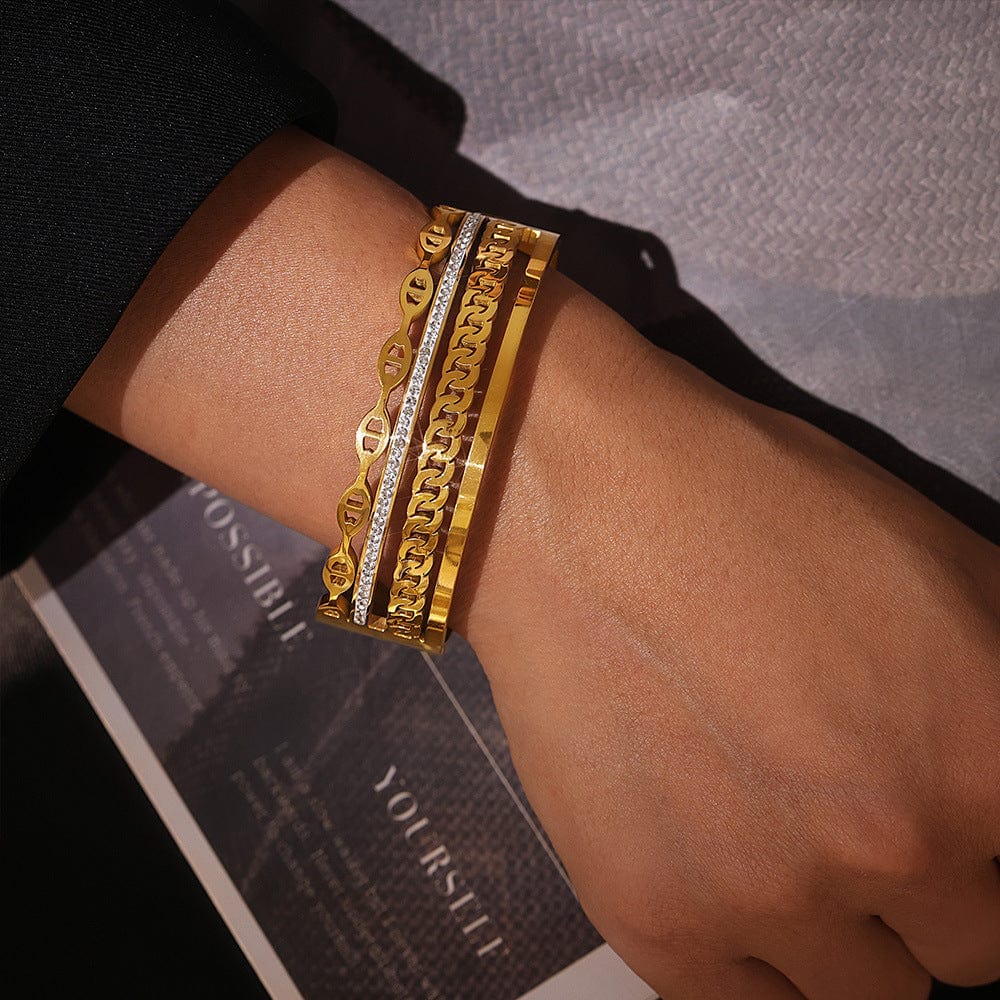 18K Gold-Plated Czech Diamond Bracelet - Trendsi