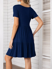 Round Neck Short Sleeve Mini Tee Dress - Trendsi