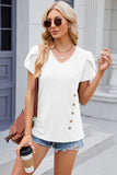 V-Neck Petal Sleeve T-Shirt - Flyclothing LLC