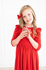 Red 3/4 Ruffle Twirl Dress - Mila & Rose ®