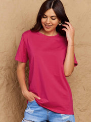 Full Size Round Neck Short Sleeve T-Shirt - Trendsi