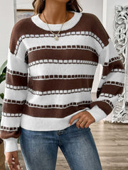 Striped Round Neck Long Sleeve Sweater