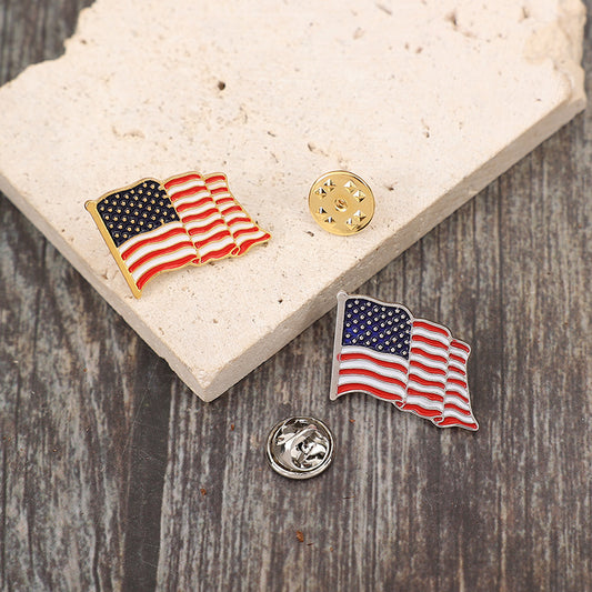 2 Piece Drip Oil US Flag Brooch - Trendsi