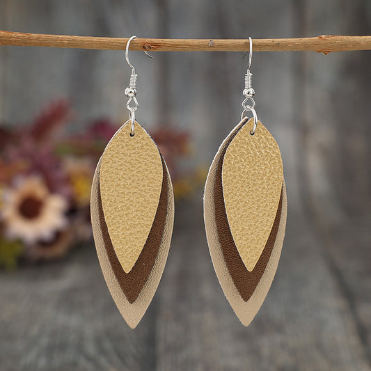 PU Leather Leaf Shape Earrings - Trendsi