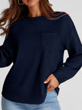 Full Size Texture Round Neck Long Sleeve Sweatshirt - Trendsi