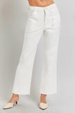 RISEN High Rise Ankle Flare Jeans with Patch Pockets - Trendsi