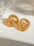 18K Gold-Plated Stainless Steel Knotted Earrings - Trendsi