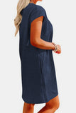 Textured Round Neck Cap Sleeve Dress Trendsi