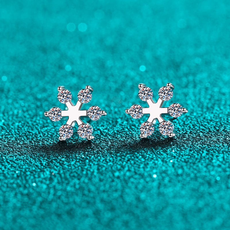 Moissanite 925 Sterling Silver Snowflake Shape Earrings - Trendsi