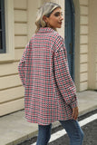 Houndstooth Button Up Dropped Shoulder Coat - Trendsi