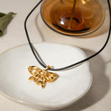 18K Gold-Plated Bow Pendant Necklace Trendsi