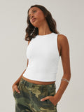 Round Neck Cropped Tank - Trendsi