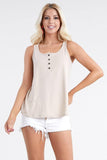 Ninexis Square Neck Half Button Tank - Flyclothing LLC