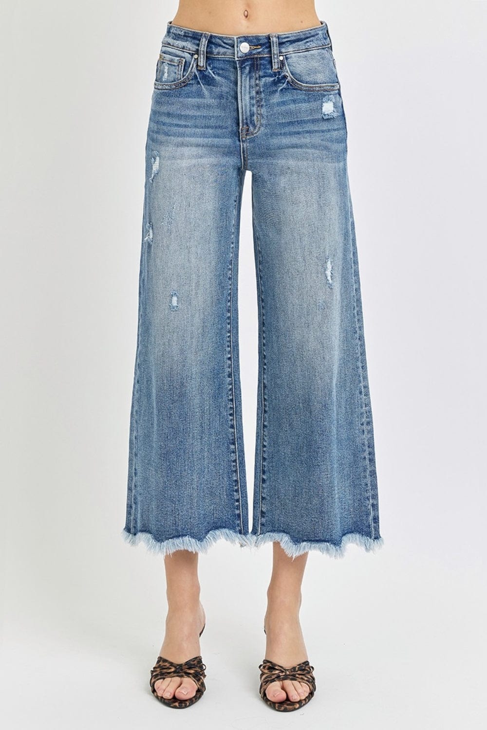 Risen High Rise Cropped Flare Jeans - Trendsi