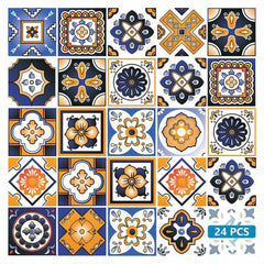 8" x 8" Shades of Blue and Yellow Mosaic Peel and Stick Removable Tiles - Homeroots