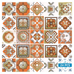 6" x 6" Retro Orange Mosaic Peel and Stick Removable Tiles - Homeroots