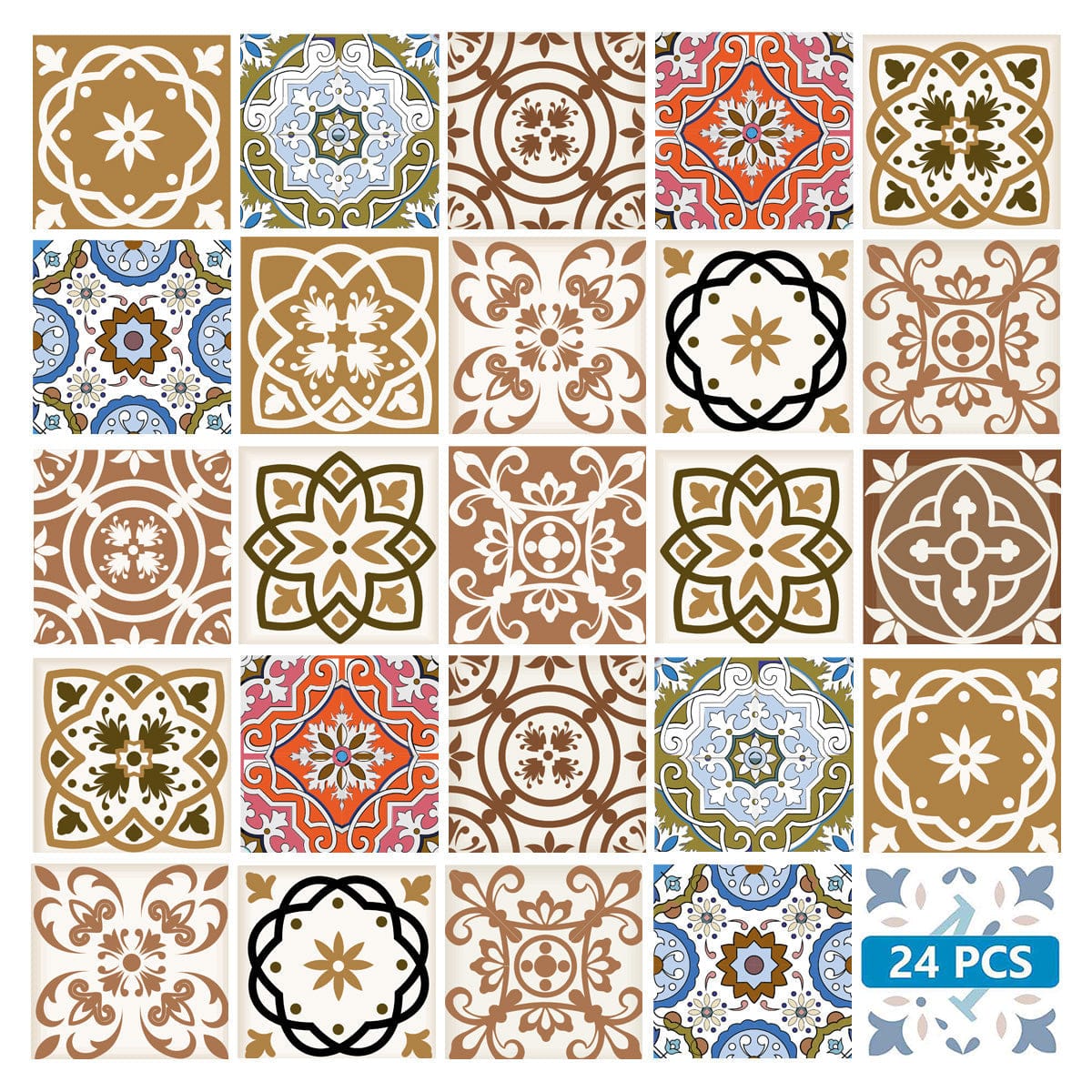 7" x 7" Snickerdoodle Mosaic Pop Peel and Stick Removable Tiles - Homeroots