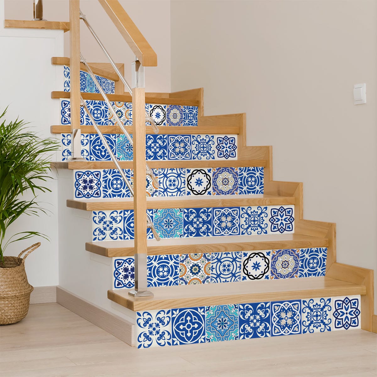 4" x 4" Blue and Aqua Pop Mosaic Peel and Stick Removable Tiles - Homeroots