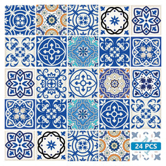 7" x 7" Blue and Aqua Pop Mosaic Peel and Stick Removable Tiles - Homeroots