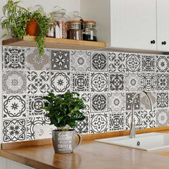 8" x 8" Wood Brown and White Mosaic Peel and Stick Removable Tiles - Homeroots