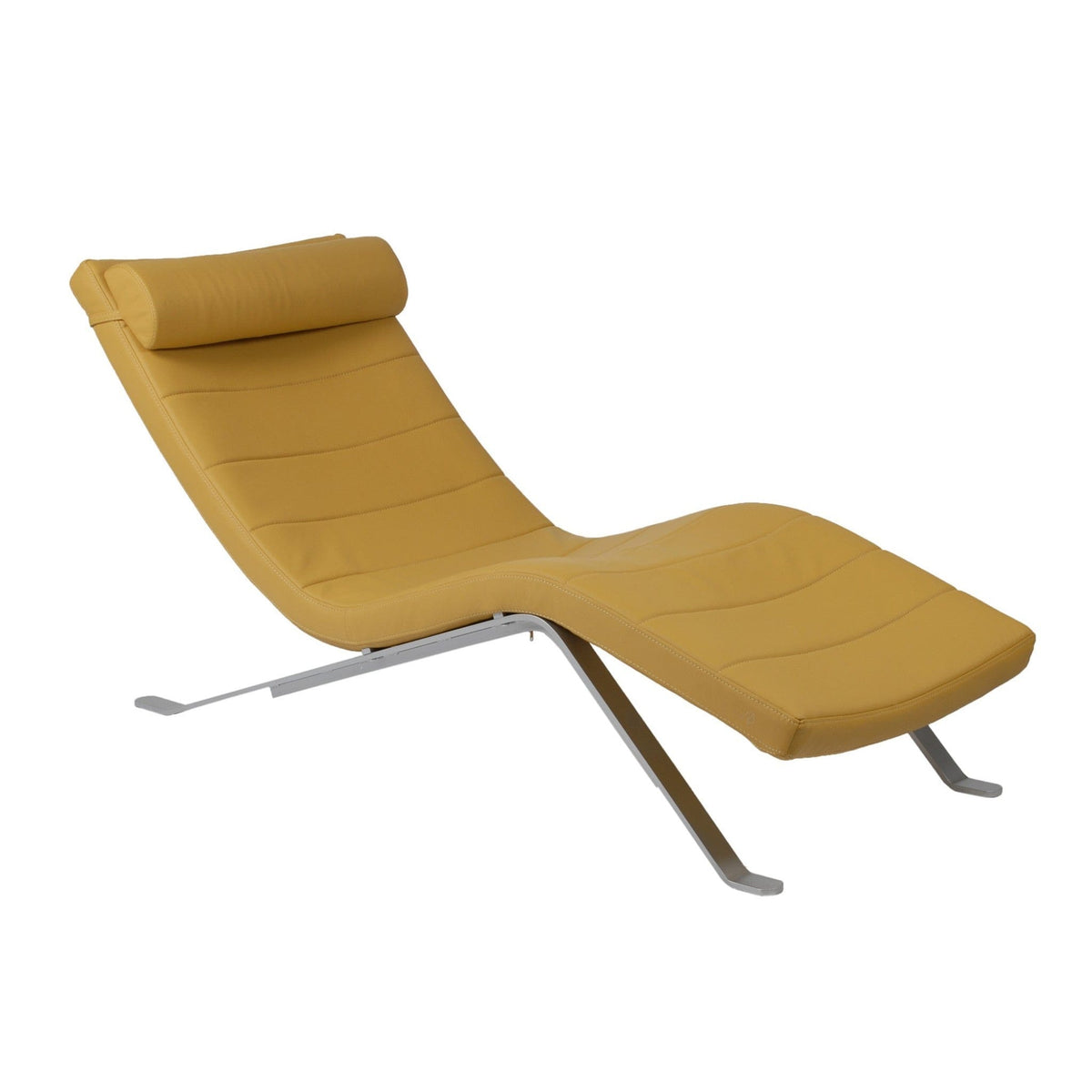 Goldenrod Faux Leather and Chrome Wavy Chaise Lounge Chair - Homeroots