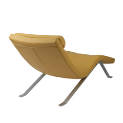 Goldenrod Faux Leather and Chrome Wavy Chaise Lounge Chair - Homeroots