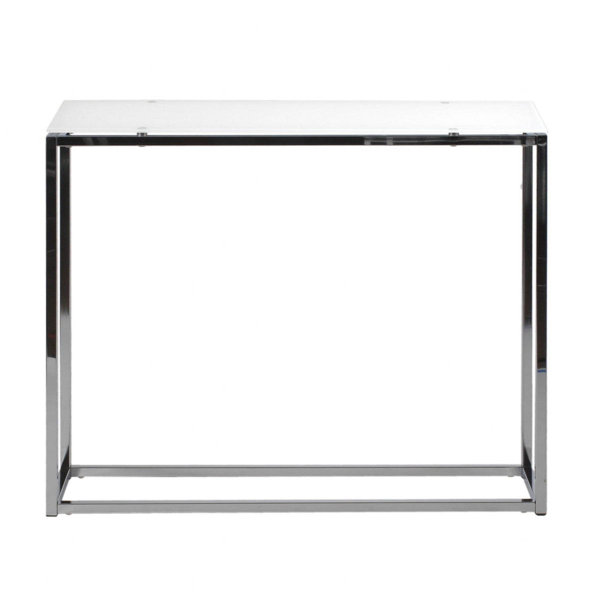 36" White and Silver Glass Frame Console Table - Homeroots