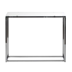 36" White and Silver Glass Frame Console Table - Homeroots