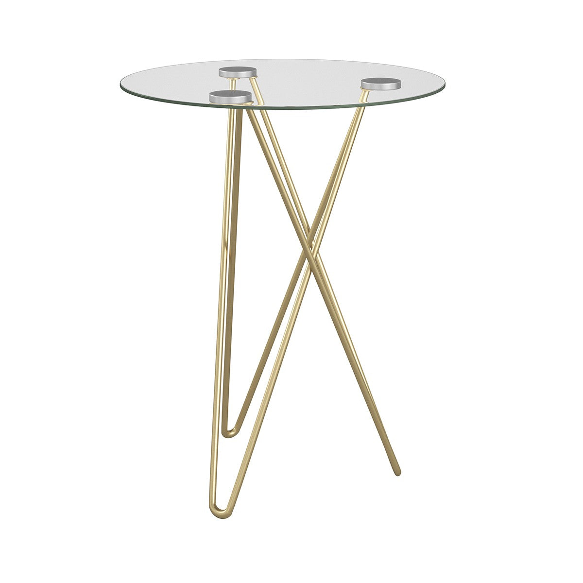 Geometric Clear Glass and Gold Round Table