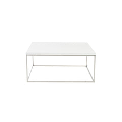 35" White And Silver Metal Square Coffee Table - Homeroots