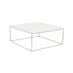 35" White And Silver Metal Square Coffee Table - Homeroots