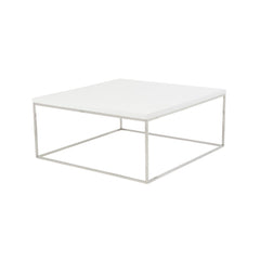 35" White And Silver Metal Square Coffee Table - Homeroots