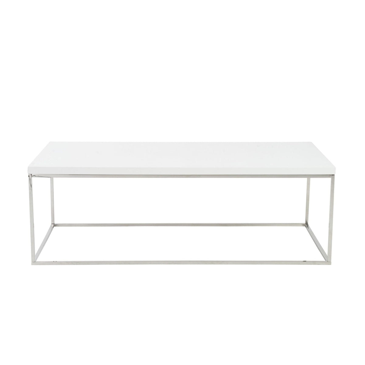 47" White And Silver Metal Coffee Table - Homeroots