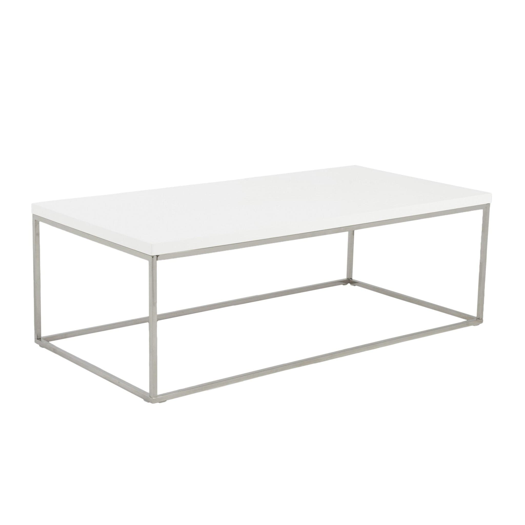 47" White And Silver Metal Coffee Table - Homeroots