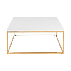 35" White And Gold Metal Square Coffee Table - Homeroots