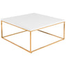 35" White And Gold Metal Square Coffee Table