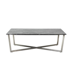 47" Black And Silver Faux Marble Rectangular Coffee Table - Homeroots