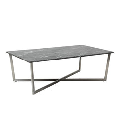 47" Black And Silver Faux Marble Rectangular Coffee Table - Homeroots