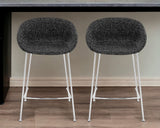 Set of Two 26" Black And Silver Steel Low Back Counter Height Bar Chairs