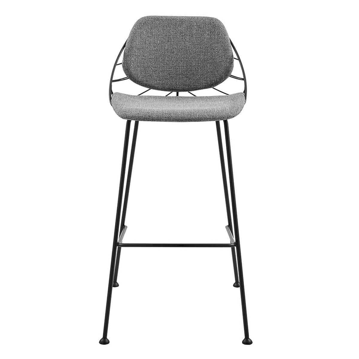 Set of Two 30" Light Gray And Black Steel Low Back Bar Height Bar Chairs