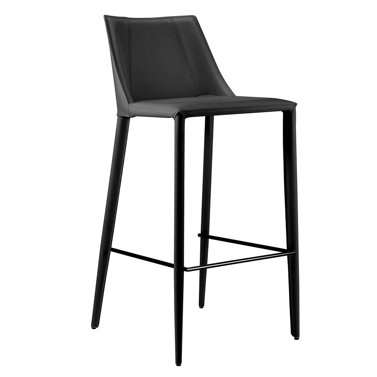 30" Black Steel Low Back Bar Height Bar Chair - Homeroots